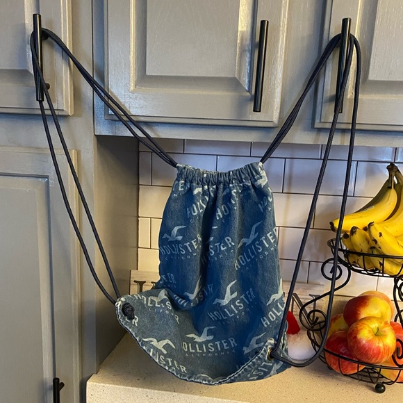 Hollister drawstring, denim backpack - Picture 2 of 5